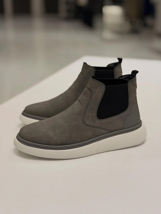 Ozero Velvet Boots In Grey