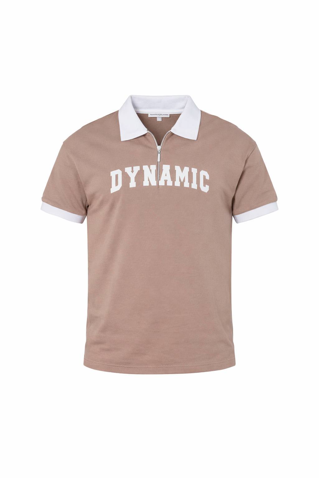 Brown Dynamic White Neck Polo