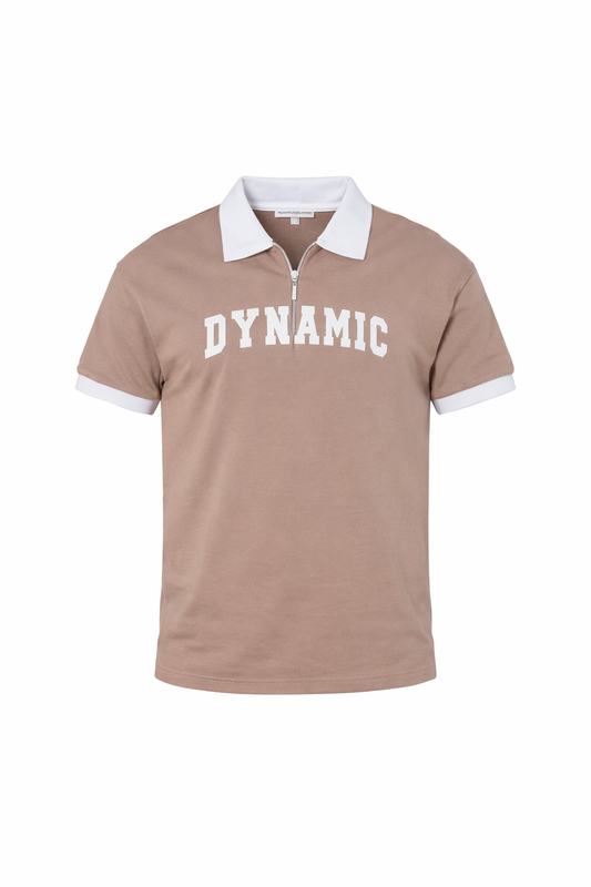 Brown Dynamic White Neck Polo