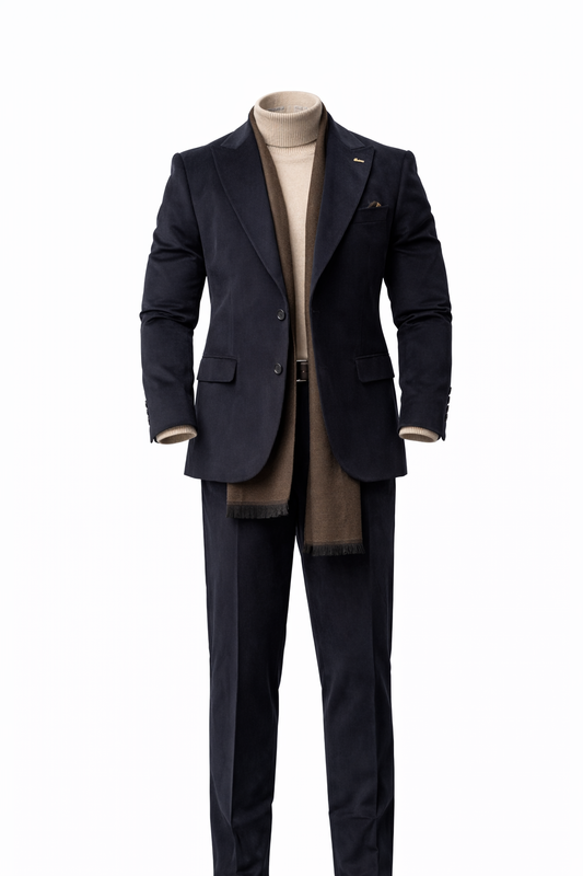 Dark Blue Velvet Suit