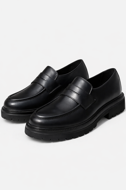 Moccasin Black Leather Shoes