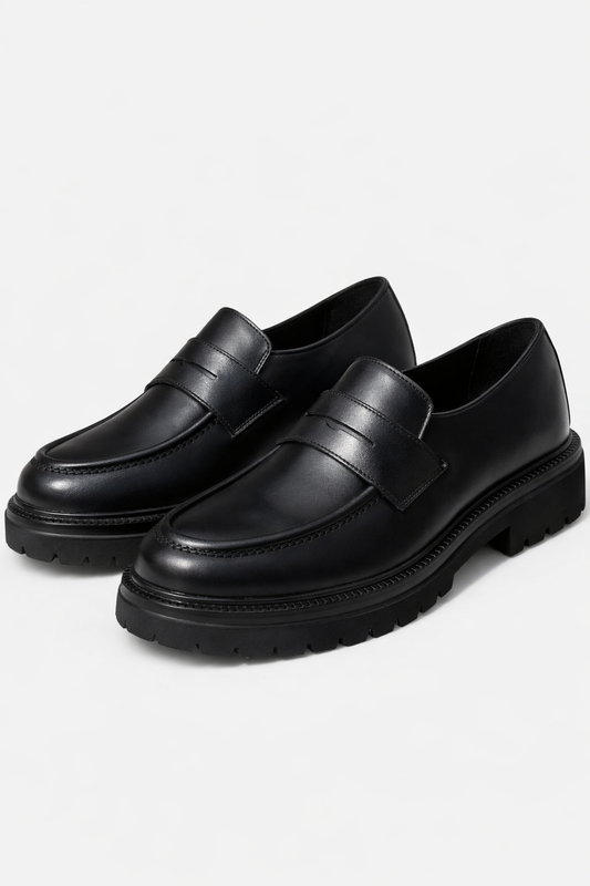 Moccasin Black Leather Shoes