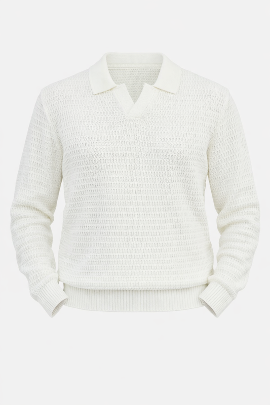 White Polo Knitted Sweater