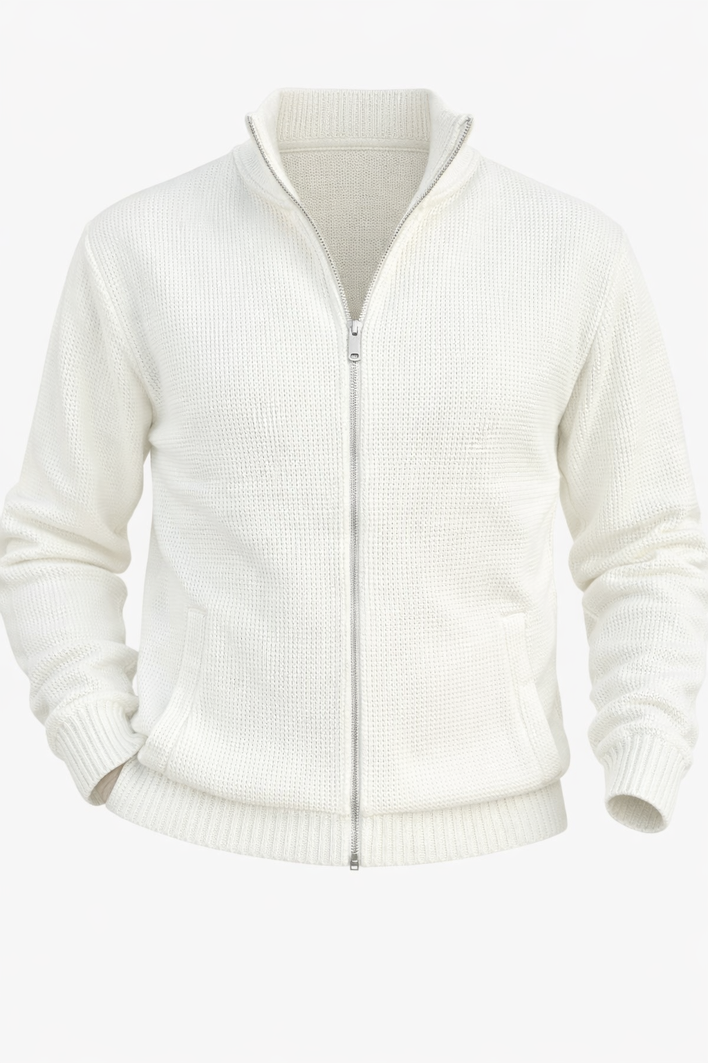 Double Zipped Off-White Sweater