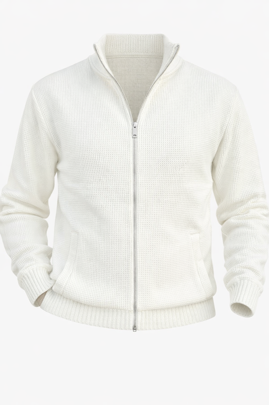 Double Zipped Off-White Sweater