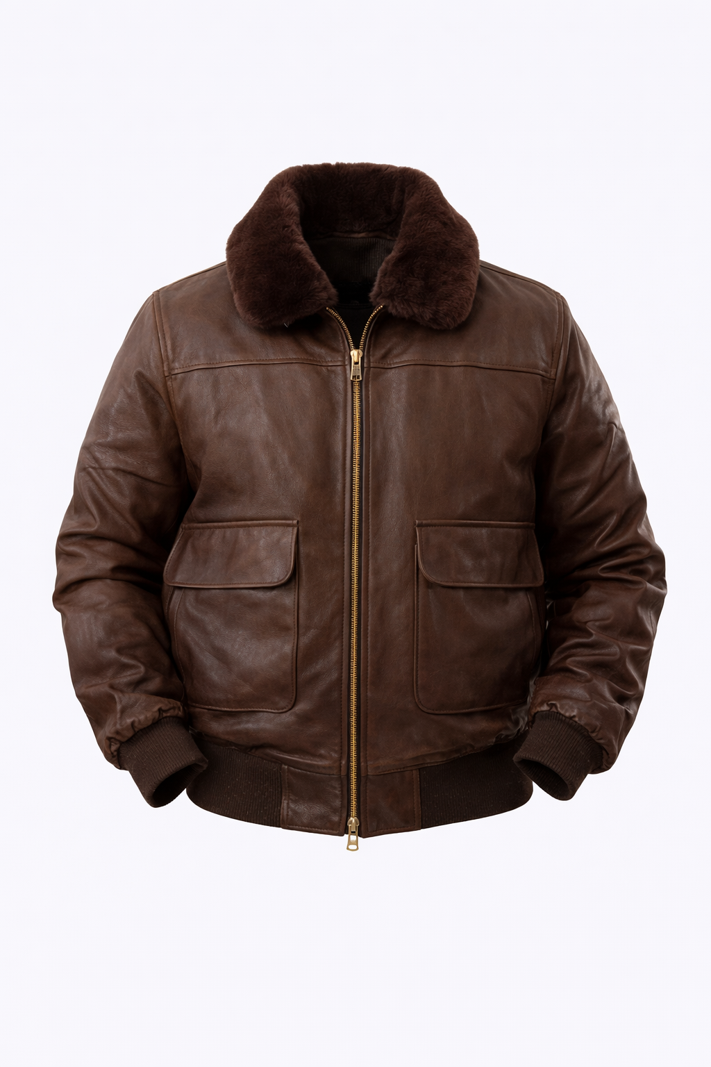 Leather Jacket with Fur Neck