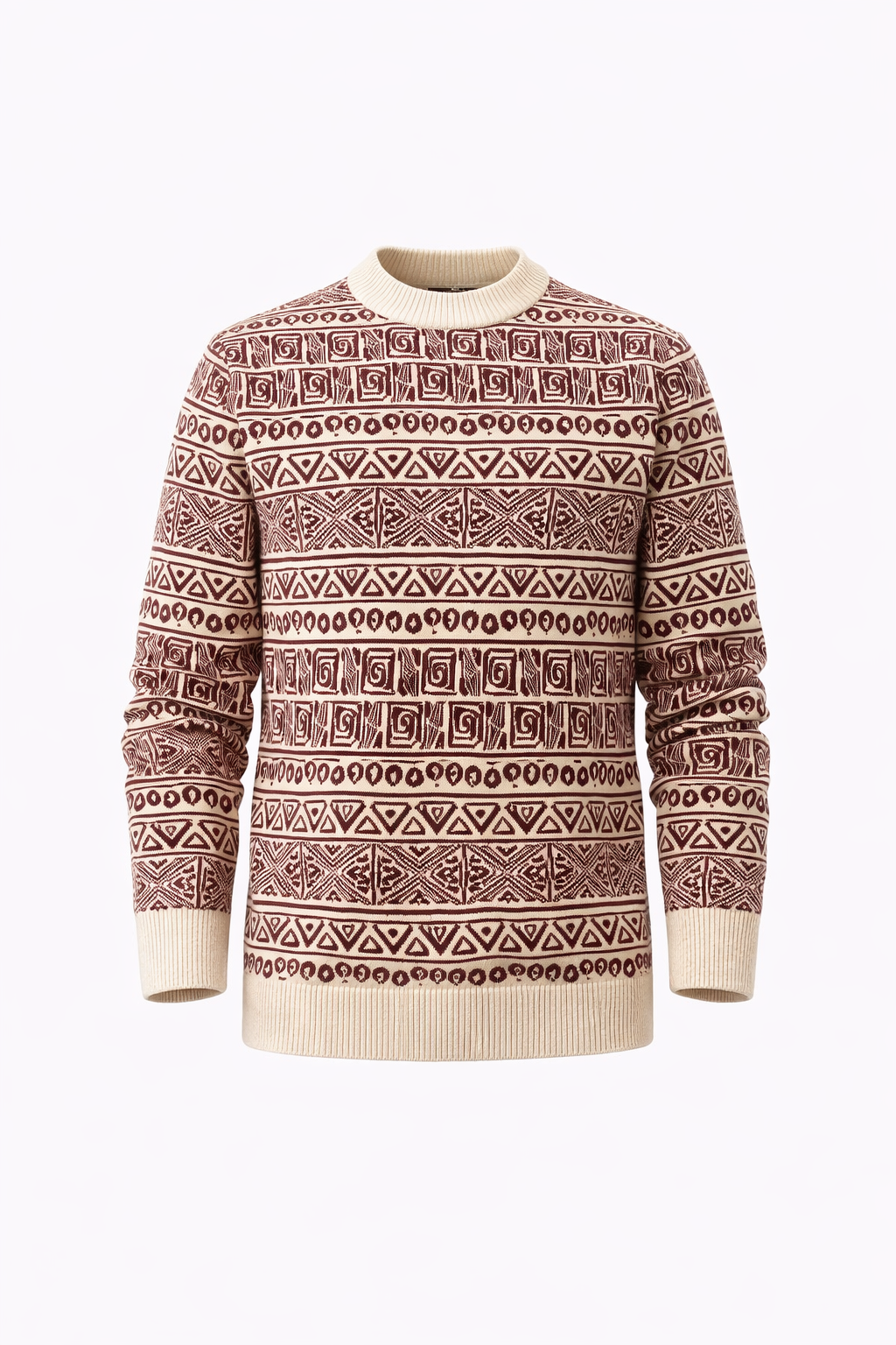Patterned Burgundy Sweater