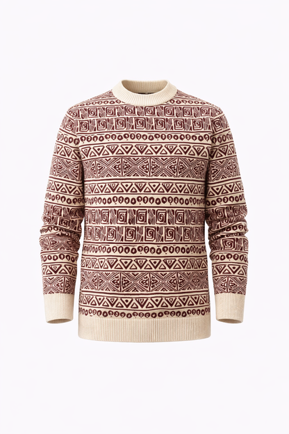 Patterned Burgundy Sweater