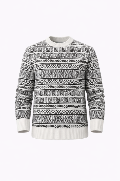 White & Black Patterned Sweater
