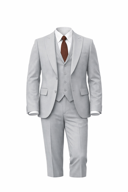 Light Grey Peak Lapel Suit