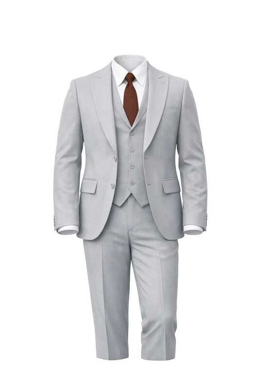 Light Grey Peak Lapel Suit