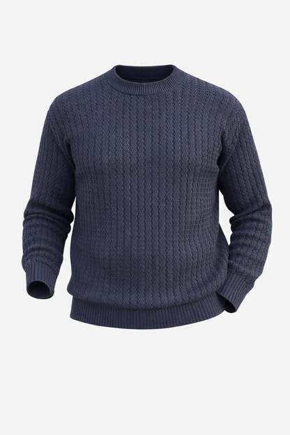 Dark Blue Knitted Wool Sweatshirt