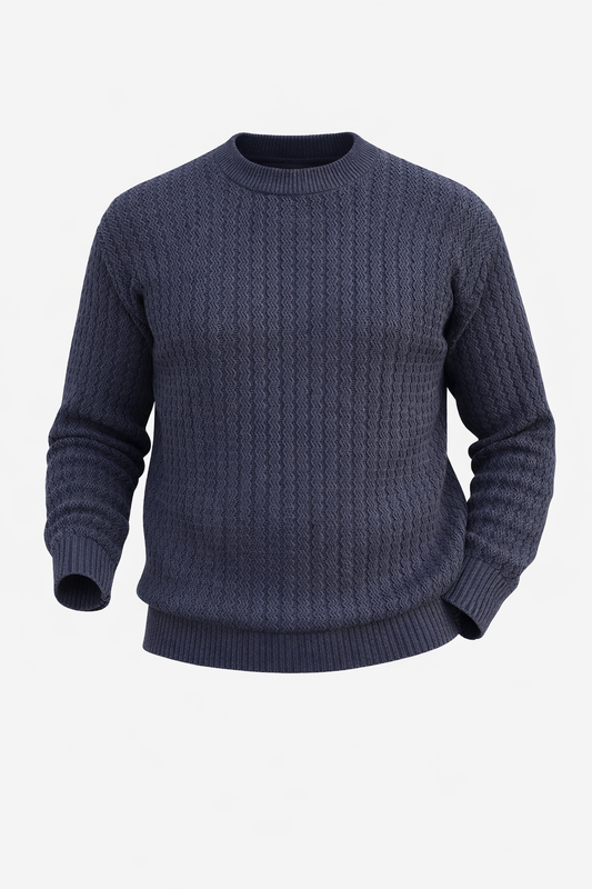 Dark Blue Knitted Wool Sweatshirt