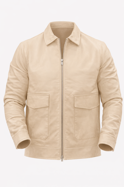 Beige Leather Jacket