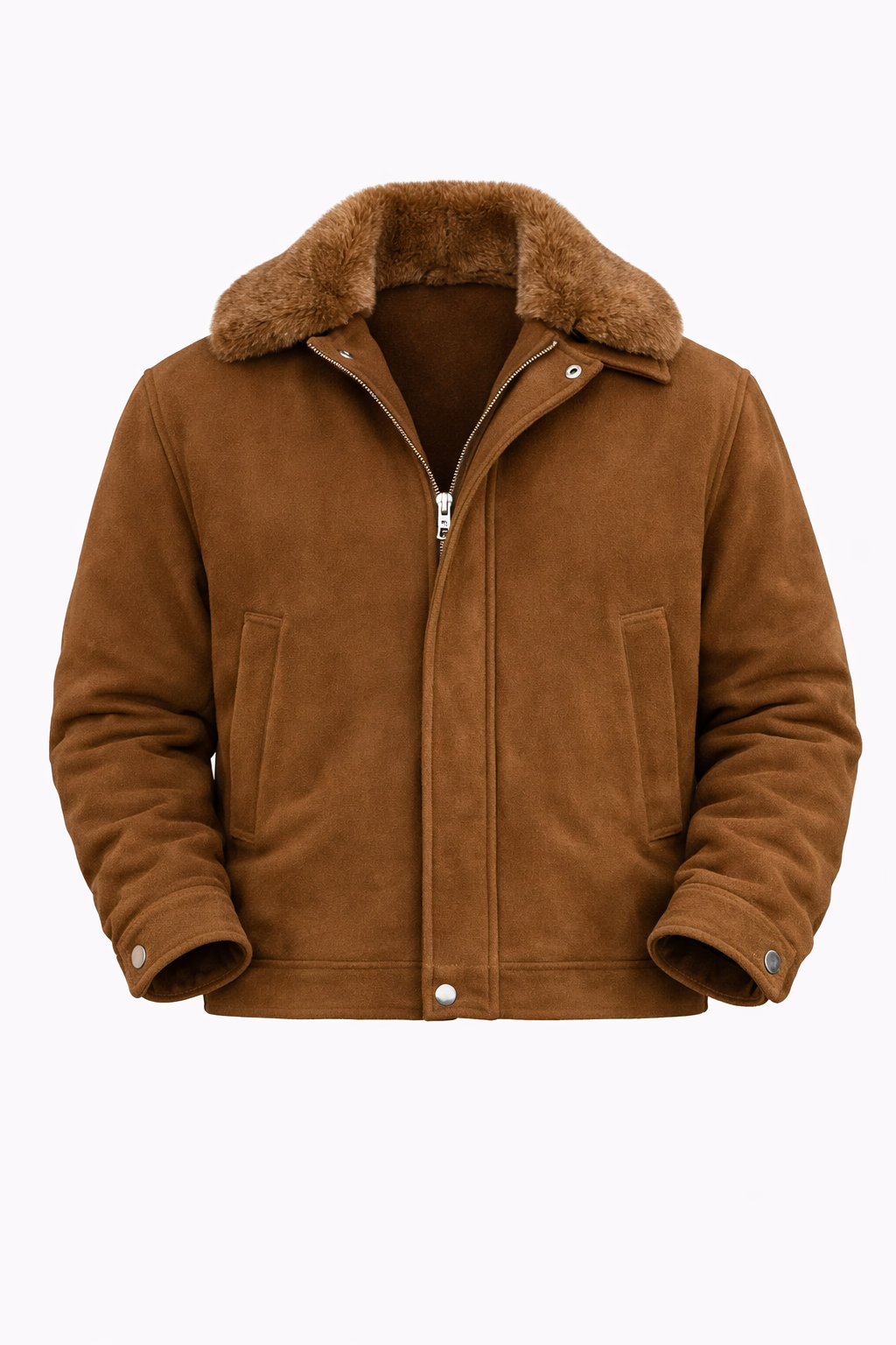 Fur Neck Brown Jacket