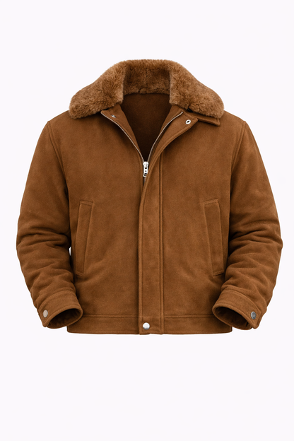 Fur Neck Brown Jacket