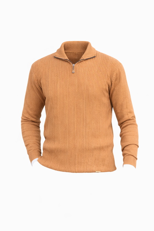 Orange Quarter Zip High Neck Top