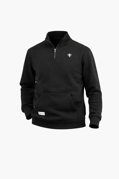 Black Quarter Zip High Neck Top