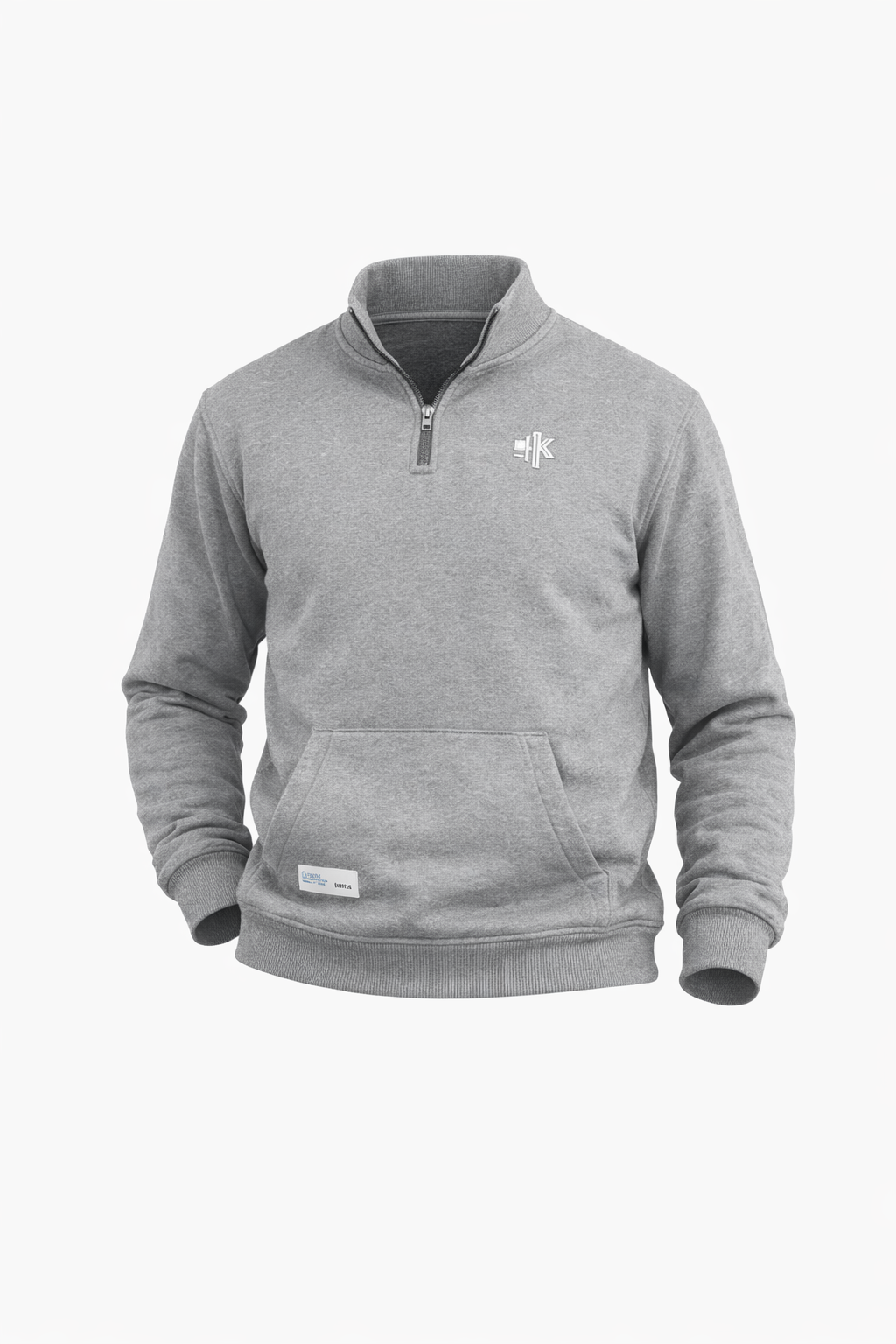 Grey Quarter Zip High Neck Top
