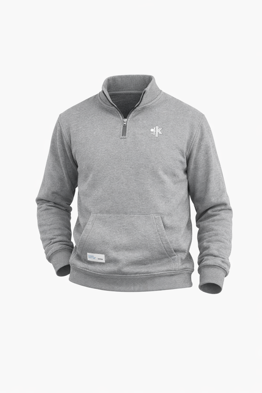 Grey Quarter Zip High Neck Top