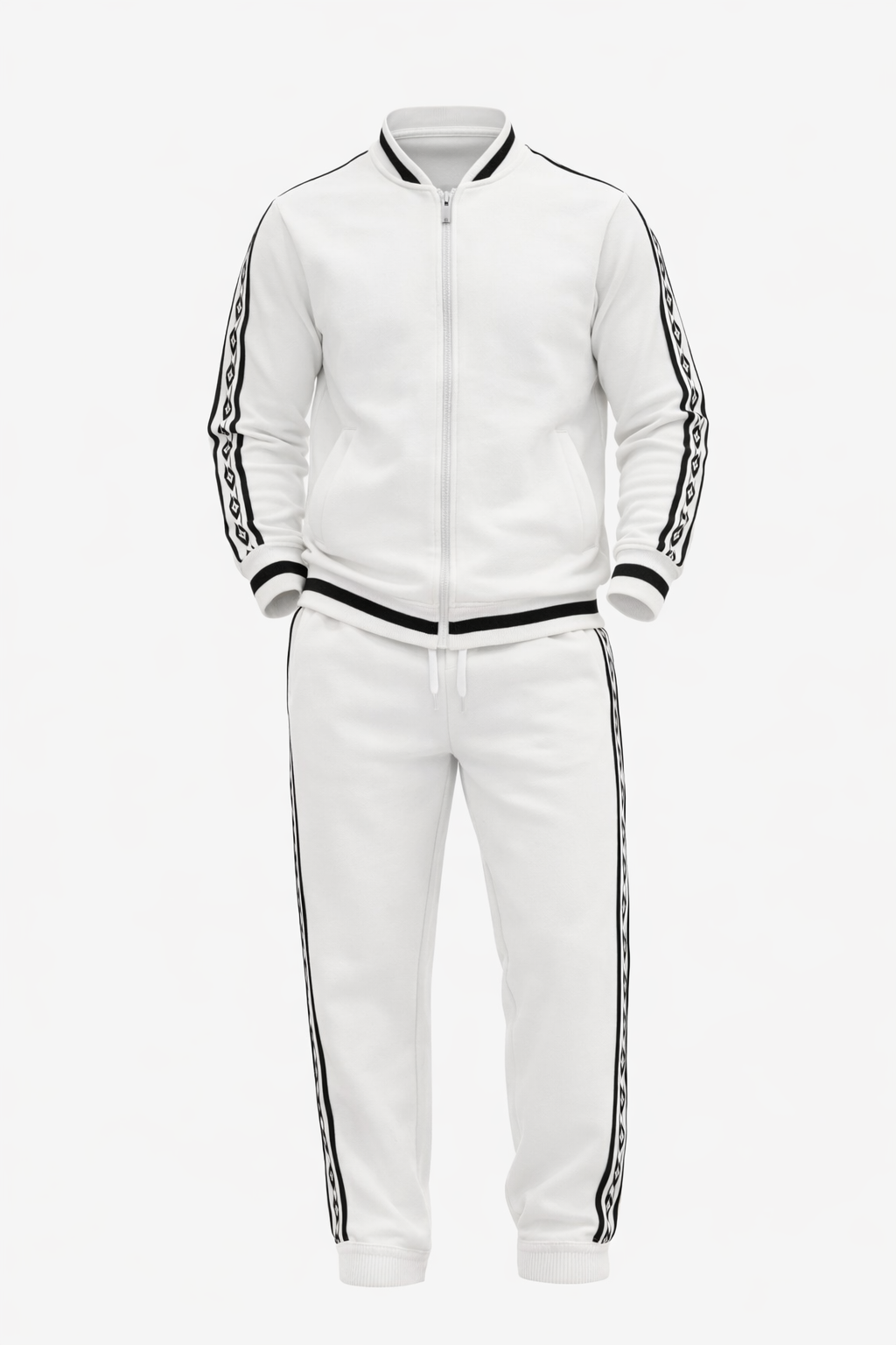White/Black Patterned Sleeve Set