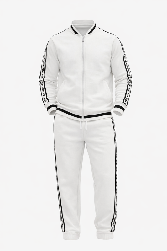 White/Black Patterned Sleeve Set