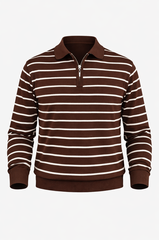 Brown Half Zip Polo