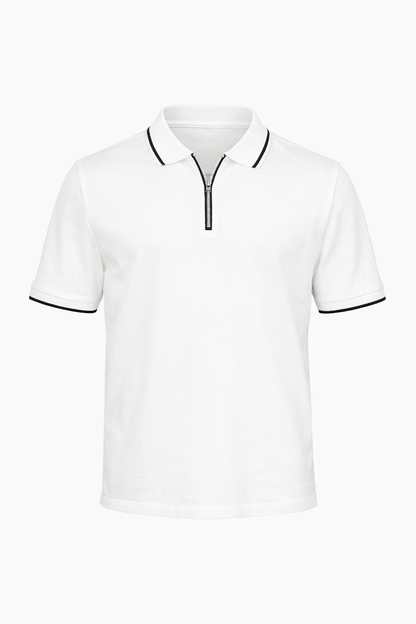 Half-Zip White Polo