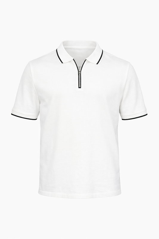 Half-Zip White Polo