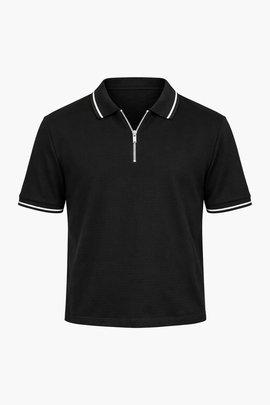 Half-Zip Black Polo