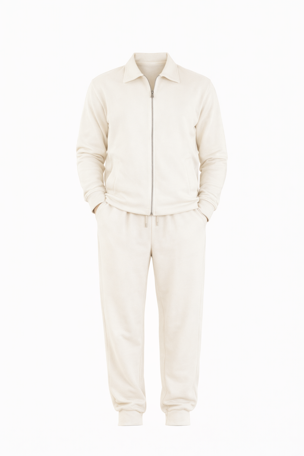 White Full Zip Set