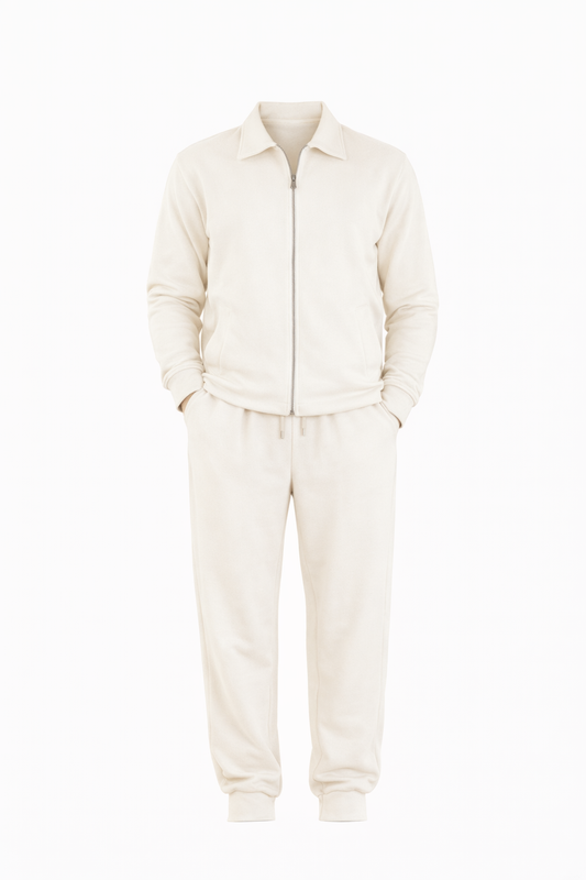 White Full Zip Set