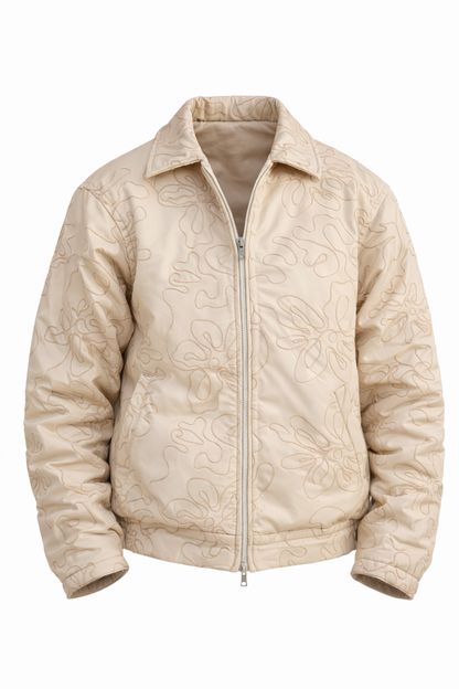 Patterned Beige Leather Jacket