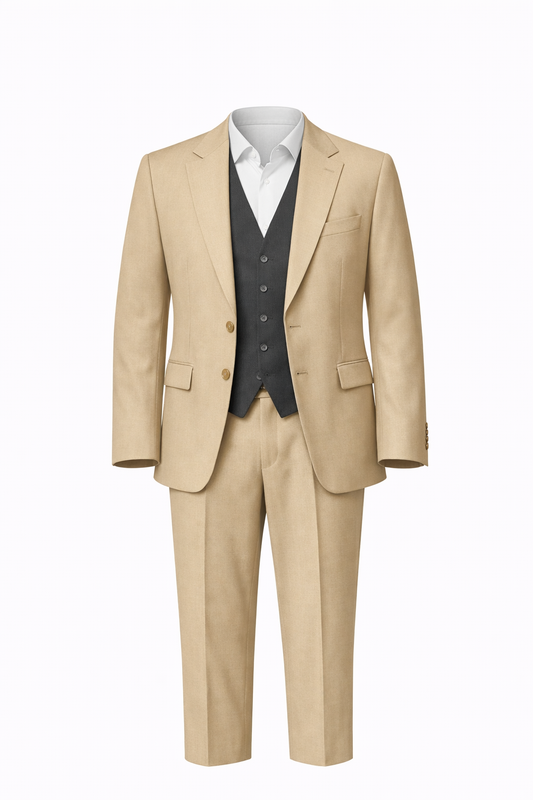 Beige Suit & Vest