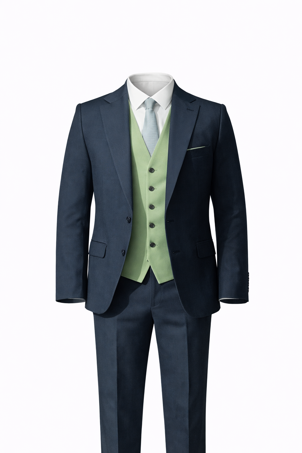 Petroleum Suit & Light Green Vest