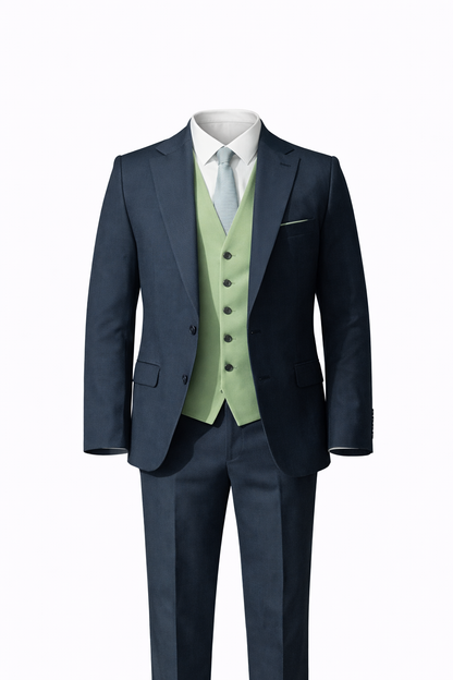 Petroleum Suit & Light Green Vest