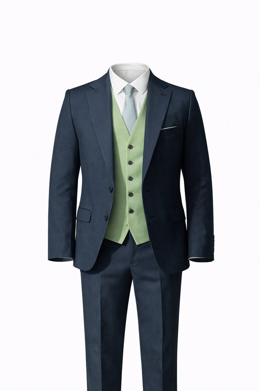Petroleum Suit & Light Green Vest