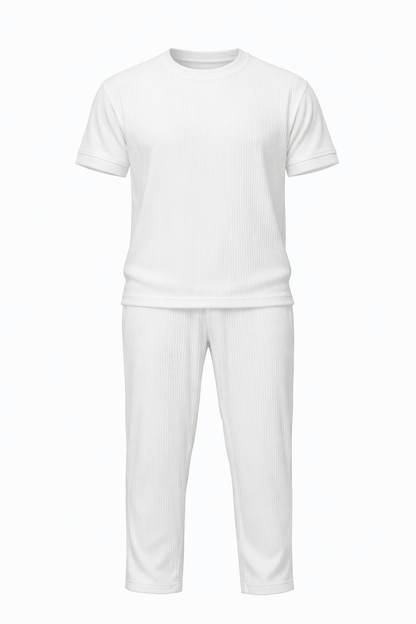 White Round Neck Set