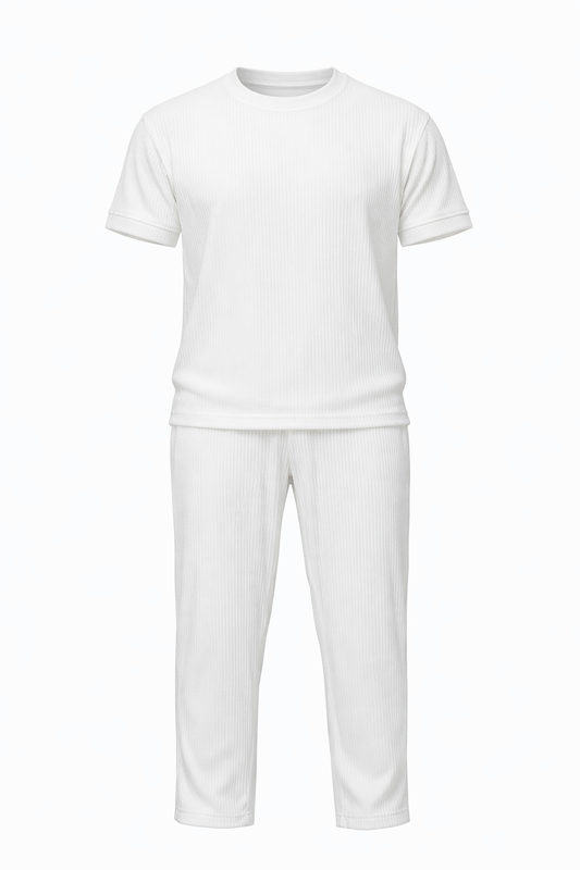 White Round Neck Set