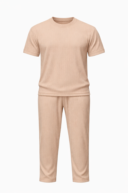 Beige Round Neck Set