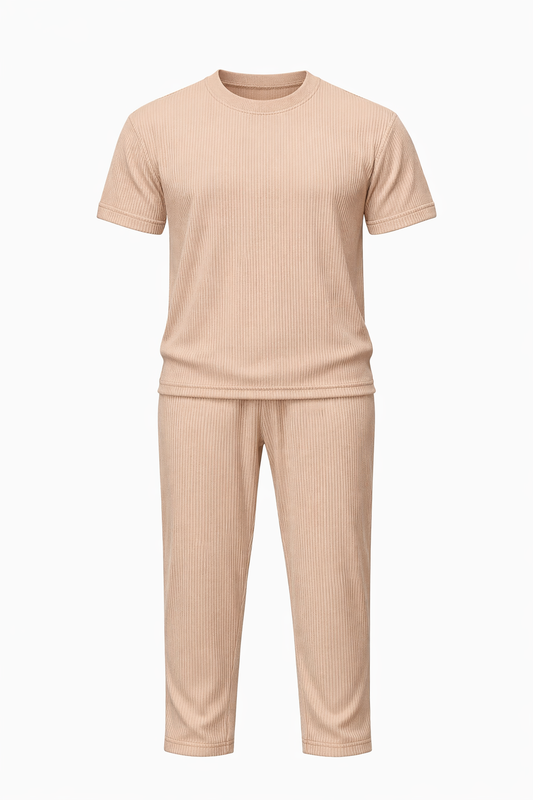 Beige Round Neck Set