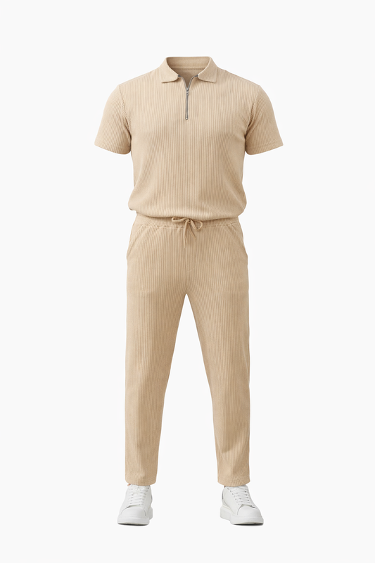 Beige Half Zip Set