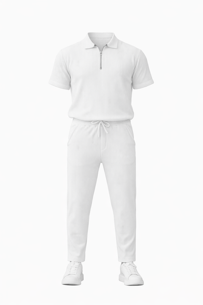 White Half Zip Polo