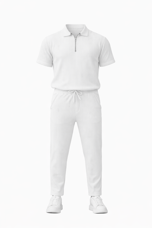 White Half Zip Polo