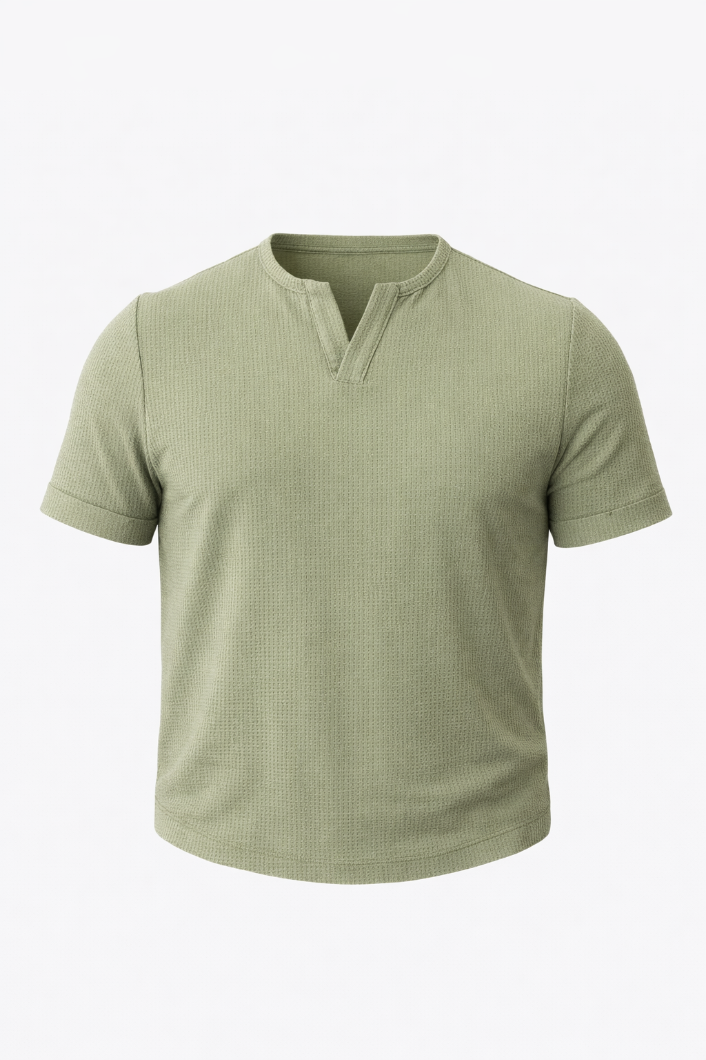 Green V Cut Neck T-Shirt