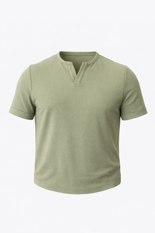 Green V Cut Neck T-Shirt