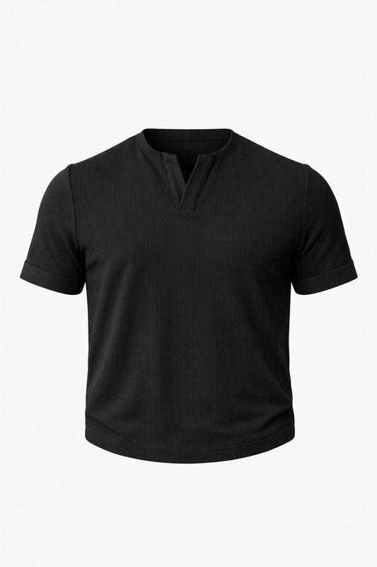 Black V Cut Neck T-Shirt