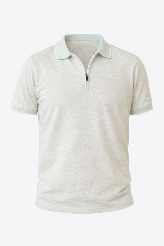 Light Mint Half Zip Polo