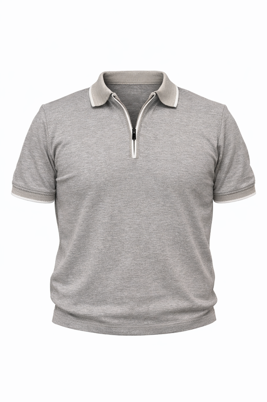 Grey Half Zip Polo