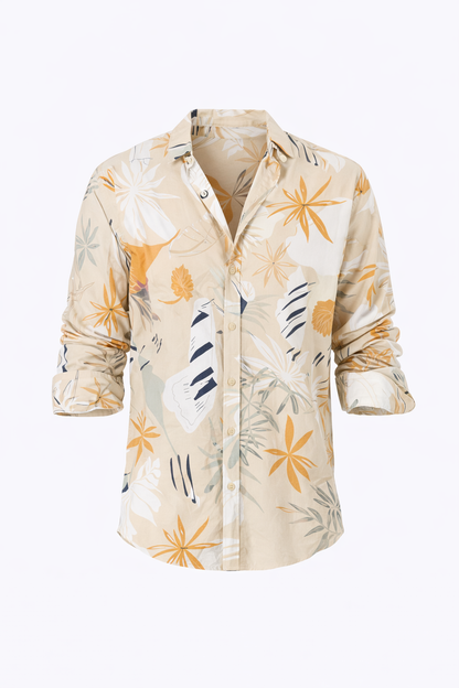 Beige & White Floral Shirt